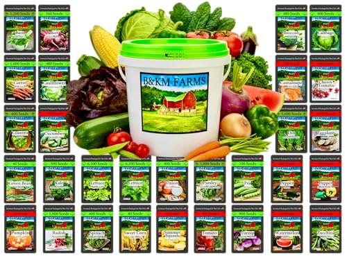 Beginner Survival Seed Vault: 20 000+ Heirloom & Non-GMO Seeds (30 Easy to Grow Varieties) by B&KM Farms