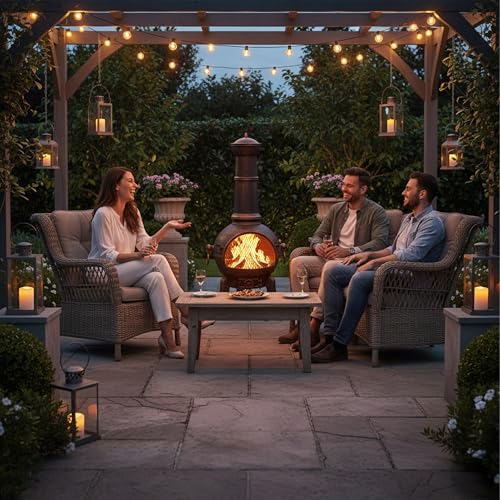 Relaxdays Brasero extérieur, Pare-étincelles, tisonnier, Grille, clapet d’aération, Jardin, Fonte, Acier, Bronze – Image 4