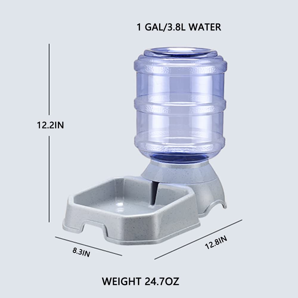 Automatic Dog Cat Feeders Water Bowl Dispenser Gravity Water Fountain Large Capacity 3.8L ,1 Gallon Large Capacity for Medium Large Pets
