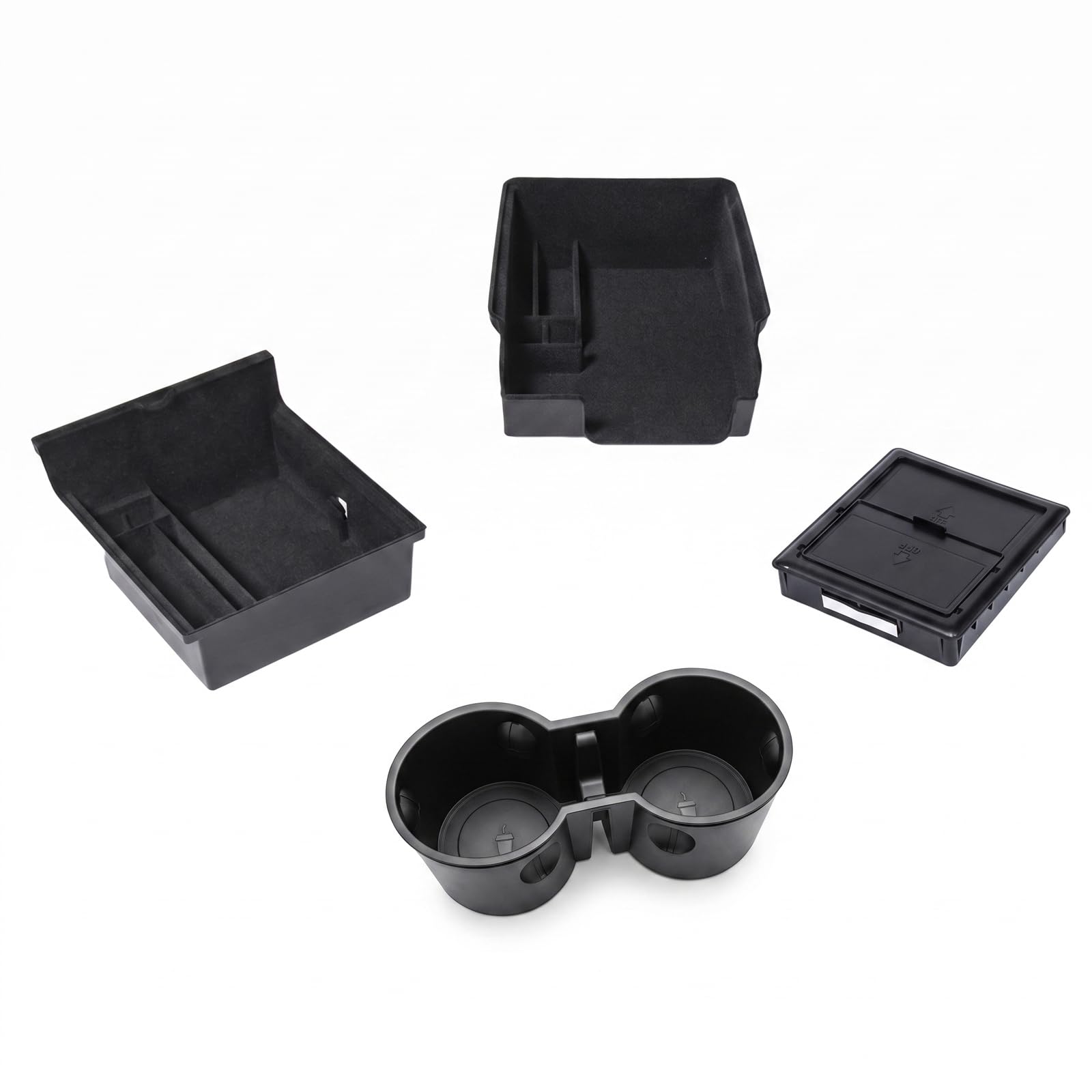 Photo 1 of Carwiner 4 PCS Center Console Organizer and Cup Holder Insert Compatible With 2021-2023 Tesla Model 3?2021-2024 Model Y, Flocked/Silica Rubber Armrest Hidden Cubby Drawer Storage Box Accessories