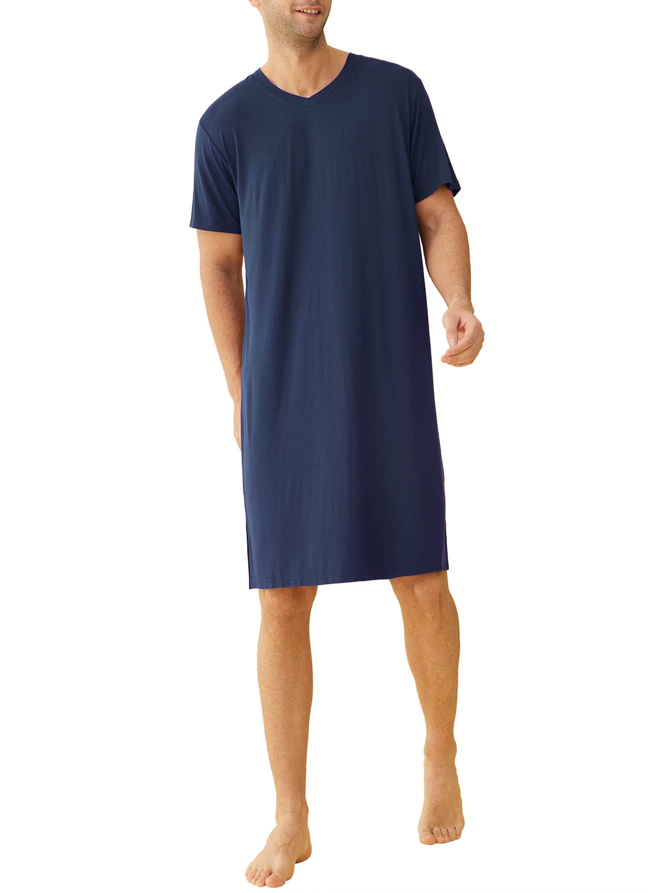 Latuza Men's Viscose Nightshirt Short Sleeves Sleep Shirt