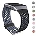 For Fitbit Ionic Bands, SKYLET Soft Silicone Breathable Replacement Wristband for Fitbit Ionic Smart Watch with Buckle (No Tracker)[Black-Gray,Small]
