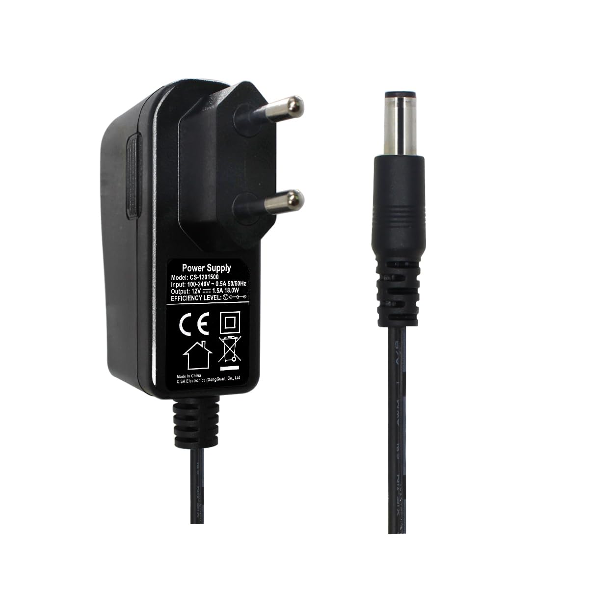 Security-01 AC zu DC 12V 0,5A Netzteil Adapter, Stecker 5,5mm x 2,1mm mit 3,5mm x 1,35mm Steckerspitzen, für CCTV-Kamera LED String Licht