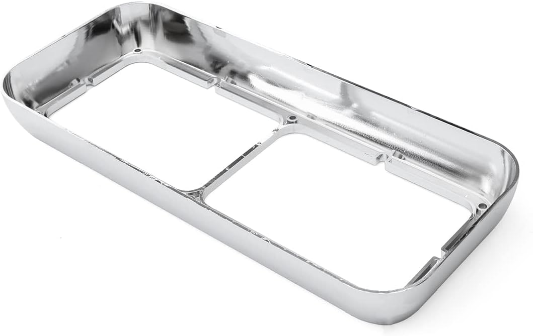 Chrome Headlight Bezel, Compatible with Kenworth T600 W900 & Peterbilt 379 & Freightliner FLD Classic XL, Rectangular Dual Headlamp Assembly (A Pair)