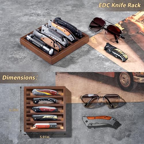 Image of Knife Display Case Knife Holder for Pocket Knife Case Storage, Edc Tray Fits Edc Flashlight (Walnut,4 Pack)