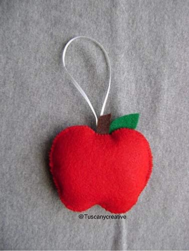 Apple Christmas Ornament in Red Felt