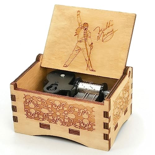Micteney Greatest Hits Queen Music Box,Queen Bohemian Rhapsody Music Box Gifts,Queen Music Box Toys,Wooden Clockwork Driven (Queen)