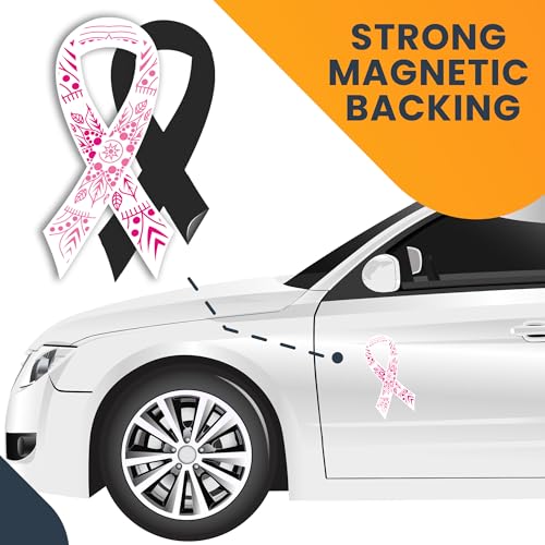 Image of Magnet Me Up Breast Cancer Awareness Pink Mandala Ribbon Magnet Decal, 3.5x7 Inches, 2 Pack Magnet for Car Truck SUV, Stick to Any Magnetic Surface, Showing Support or Fundraising, Crafted in USA