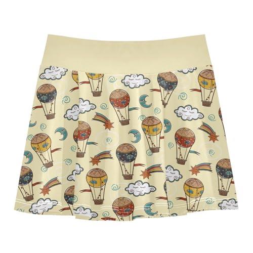 Girls Skorts High Waist Athletic Skirts with Shorts Hot Air Balloons Stretchy Teens Performance Tennis
