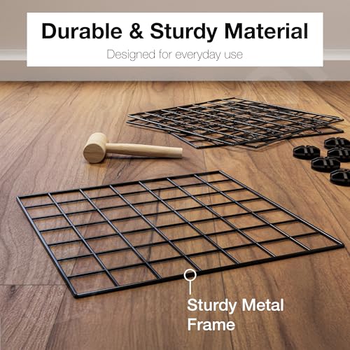 Image of BOXJOY 6 Shelf Metal Grid Open Book Shelf & Showcase Rack for Living Room Display with Bottom Stand | DIY Modular Bookshelf Organizer for Home Bedroom Office | Cabinet Organiser Self Storage (Black)
