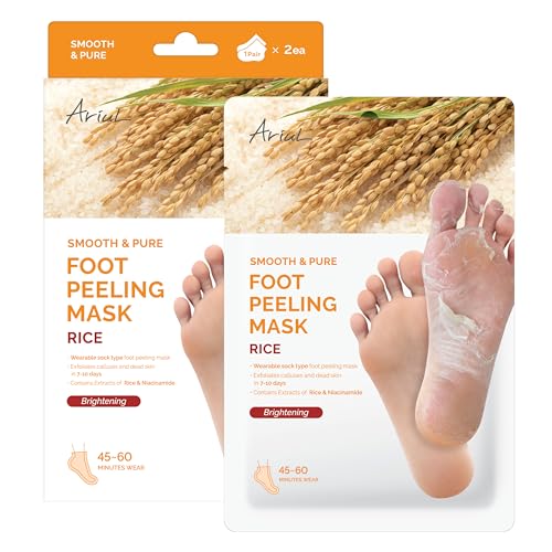 Image of Ariul Smooth & Pure Foot Peeling Mask (1 Pair) Korean Exfoliating Nourishing Foot Mask Socks for Dead Skin & Callus Removal, AHA BHA Foot Peel Treatment for Dry Cracked Feet, Soft Smooth Foot Care Mask (Rice)