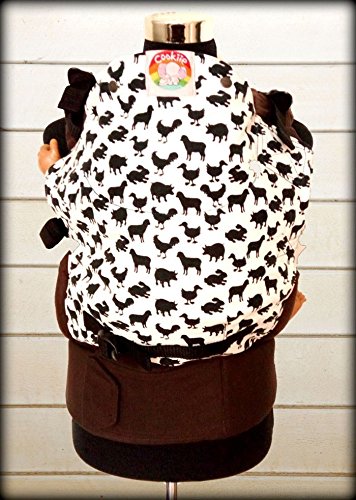 Cookiie Soft Structured Baby Carrier - Barnyard Pets on Brandy Brown (Toddler Size)