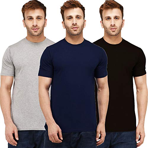 Image of Solid Men Half Sleeve Round Neck T-Shirt (Pack of 3)