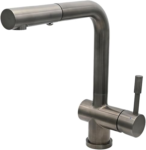 Lulani Nassau Grifo de cocina extraíble de acero inoxidable (cabezal rociador de 2 funciones) - Gun Metal