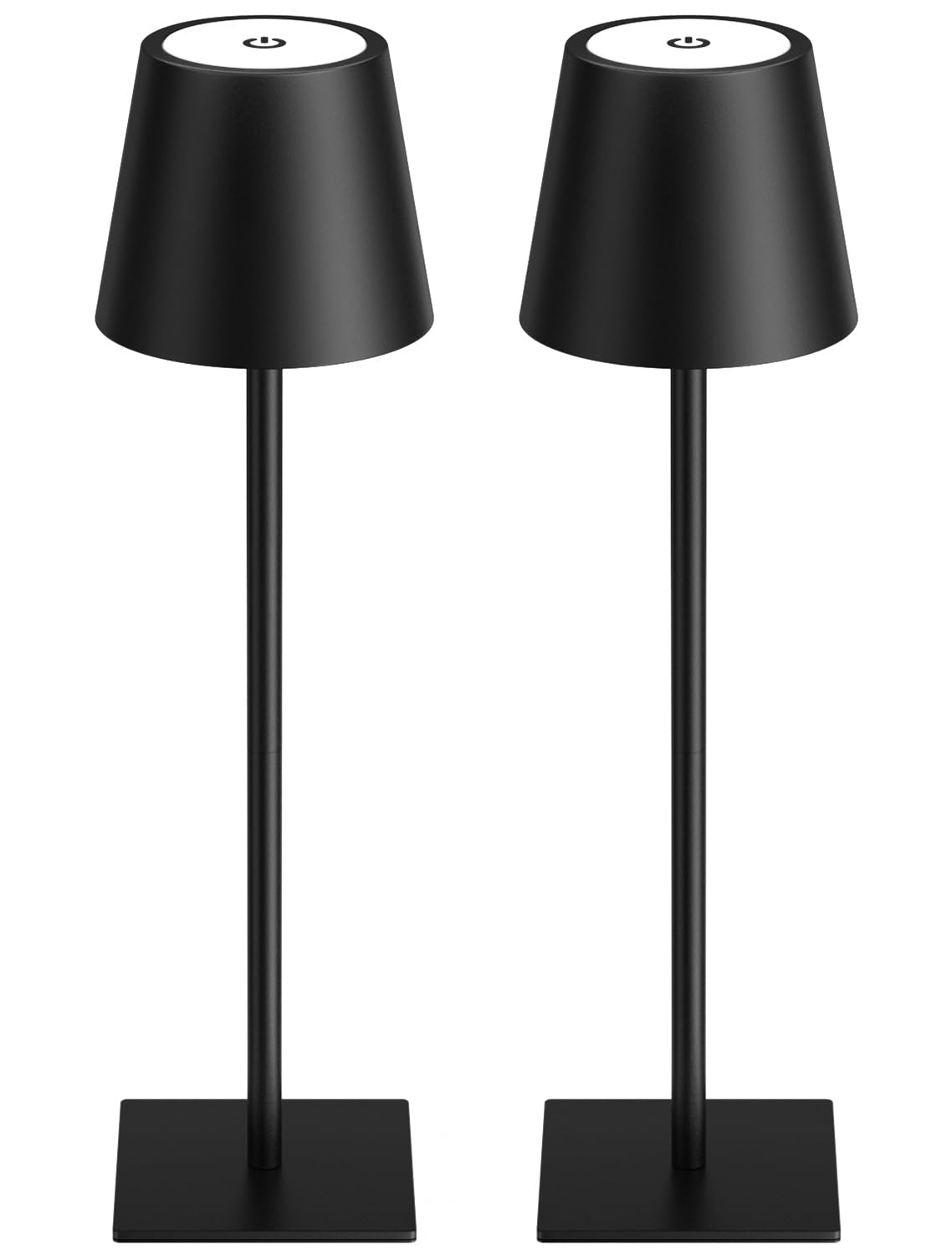 Kakanuo Cordless Rechargeable Table Lamp Black 5000mAh Battery Operated Lamps, 3 Colors Stepless Dimming Touch Lamp, 2 Pack