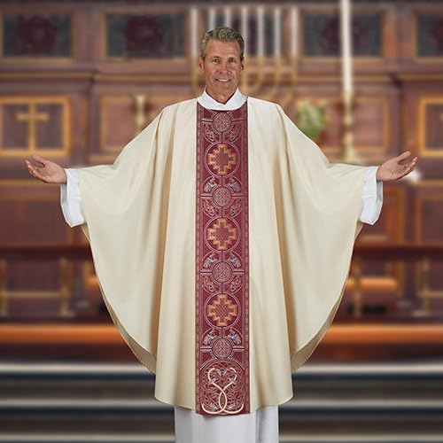 Christian Brands Church Supply YC795 Book Kells Chasuble - Plain Neck