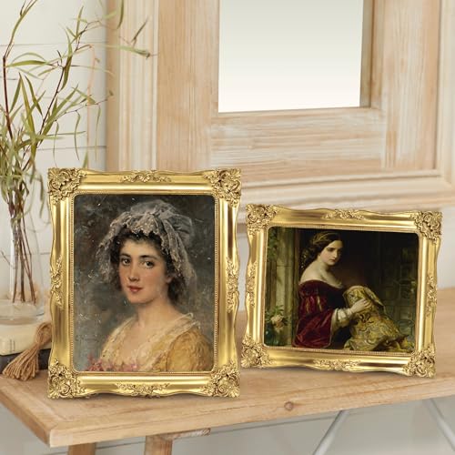 Image of 8x10 Picture Frame Gold Vintage Picture Frames Antique Baroque | Wall or Tabletop Display, Real Glass, Fits 8x10 or 5x7 Photo with Mat