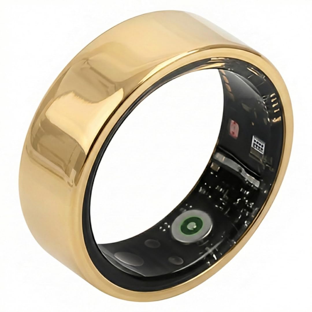 Raveno Smart Ring Stainless Steel Wearable Tracker with Epoxy Resin Inner Lightweight 3g - Gold Size 11-picture-23
