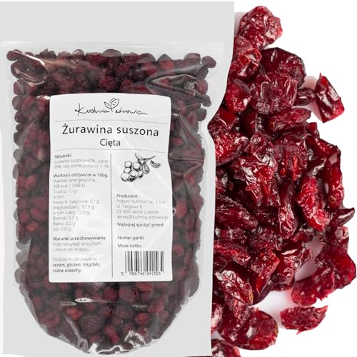Cranberries getrocknet geschnitten 1kg | Natürlich fruchtige Beeren ohne Konservierungsstoffe | Süß-säuerlicher Snack für Müsli & Backen | Kuchnia Zdrowia