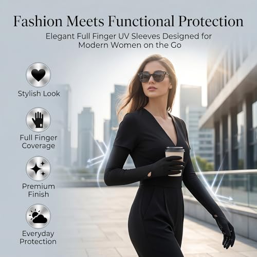 Image of SEMITO UV Protection Sleeves for Women & Girls, Sunblock Driving Gloves Non Slip for UV Protection Cooling Arm Sleeves for Biking, Cricket, Cycling, Golf & Outdoor Sports