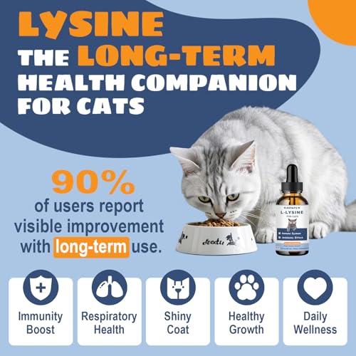 L-Lysine for Cats, Immune, Respiratory, Eye Function Support, 60ML | Sneezing, Runny Nose, Watery Eyes, Natural Cat Antibiotic Drops, with Natural Ingredients & Vitamins, Roast Chicken Flavor - Image 5