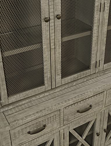 Jofran-Telluride-Rustic-Distressed-Pine-70-Four-Drawer-Sideboard-Buffet-Server-Server-and-Hutch-Driftwood-Grey Jofran Telluride Rustic Distressed Pine 70 Four Drawer Sideboard Buffet Server Server and Hutch Driftwood Grey