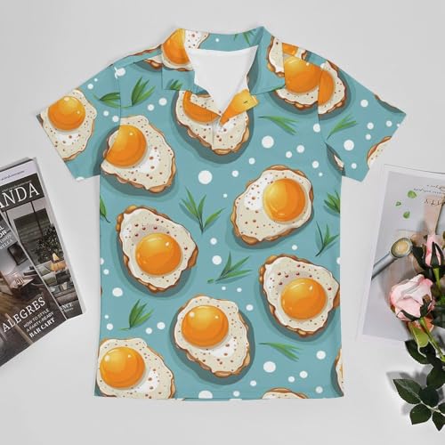 Boys' Classic Polo Shirts Short Sleeve Moisture-Wicking Golf & Tennis Shirts for Youth Teens Cute Fried Egg3