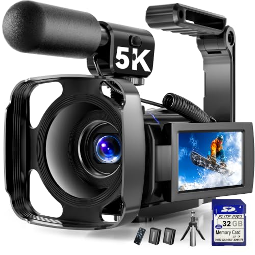 5K Video Camera Camcorder, UHD 64MP Vlogging Camera for YouTube with 3" 270° Rot...