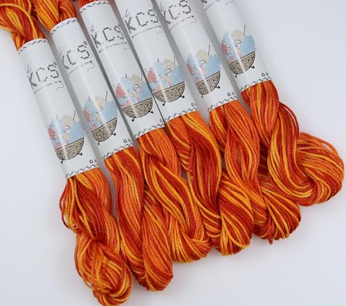 Image of KCS Big skeins of 25 Meters Size 25 Color Variegated Cross Stitch Stranded Threads,6 skeins,51