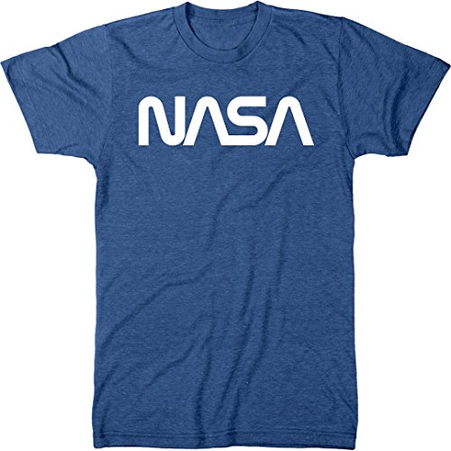 Trunk Candy NASA Vintage White Worm Logo Men's Tri-Blend T-Shirt (Vintage Royal, Large)