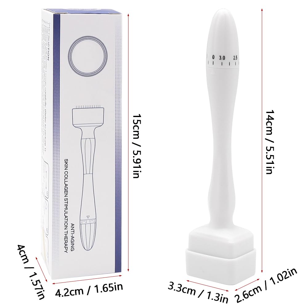Derma Stamp, Aoyswuz Microneedle Derma Rullo Regolabile 140 Titanio Aghi Timbro Microneedling per Crescita dei Capelli Cura Della Pelle dei Viso