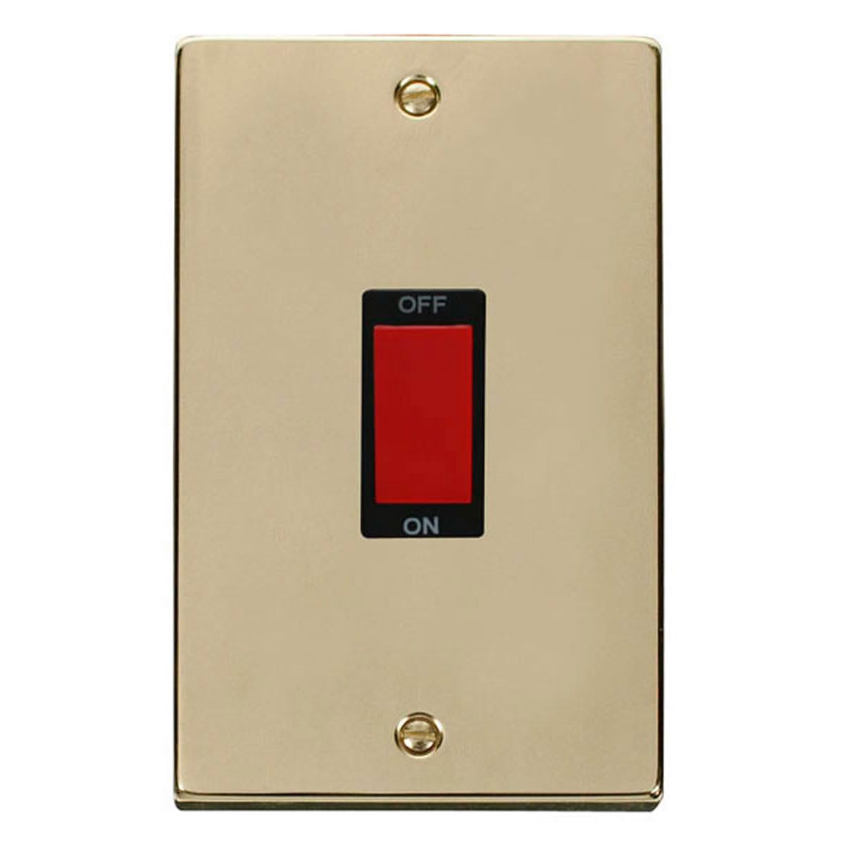 Polished Brass 2 Gang Size 45A Switch - Black Insert