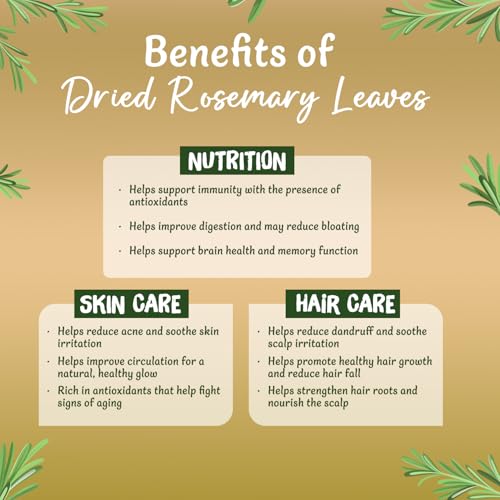 Image of NutroVally Rosemary Leaves 200g|For Seasoning & Helps In Hair Growth|100% Natural Rosemary dry Leaves|Food Grade Leaves |Organic rosemary leaves|Perfect for Salads, Chicken, Teas, Soup