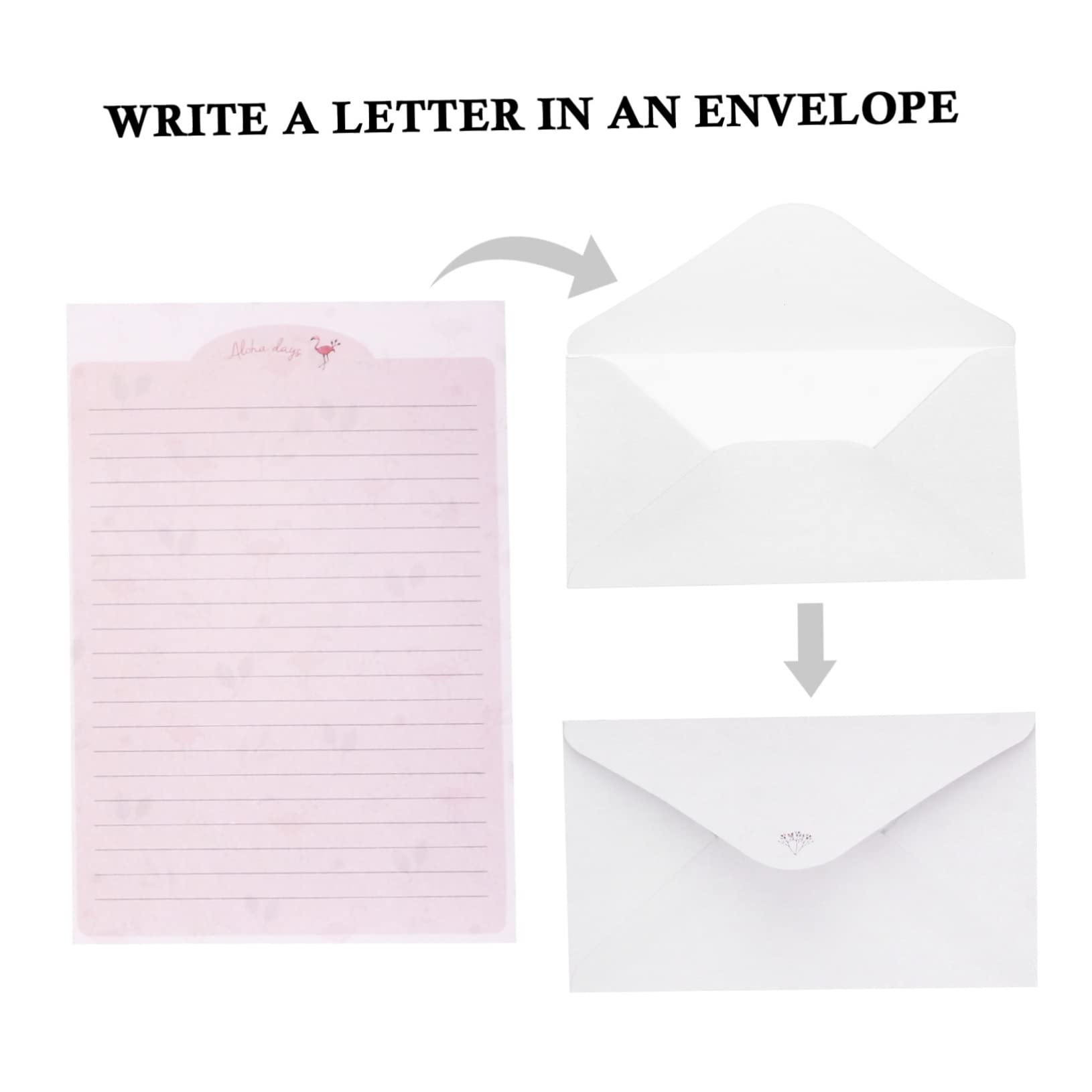 Ensemble de Papier à Lettres et Enveloppes A5 8 Sets Chic Élégant