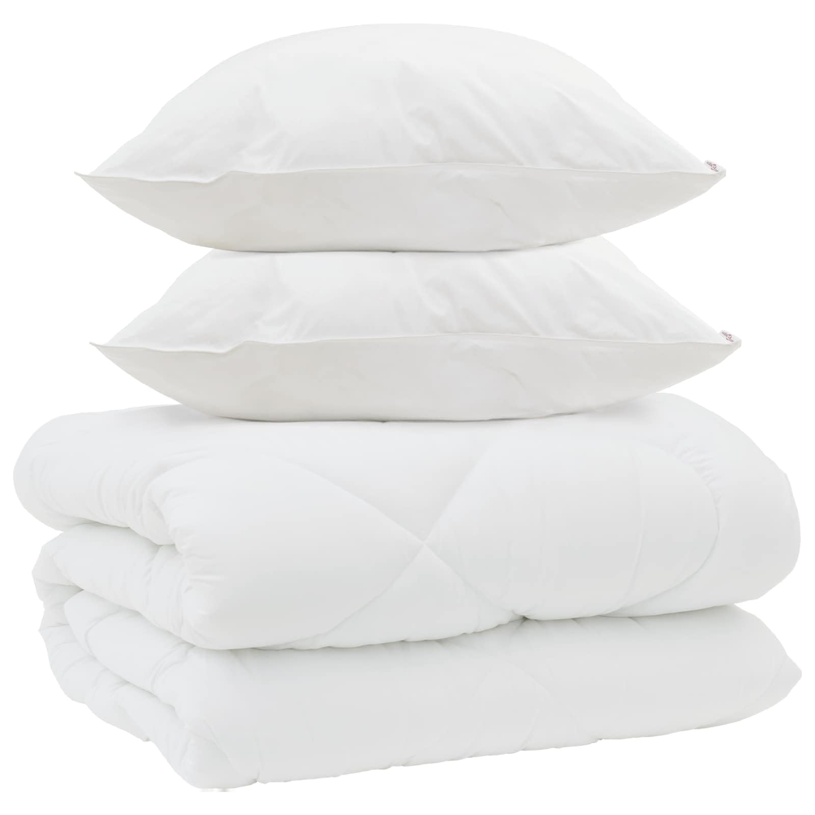 Duvet d'hiver avec oreiller 3 pcs blanc microfibre haut de gamme literie dense