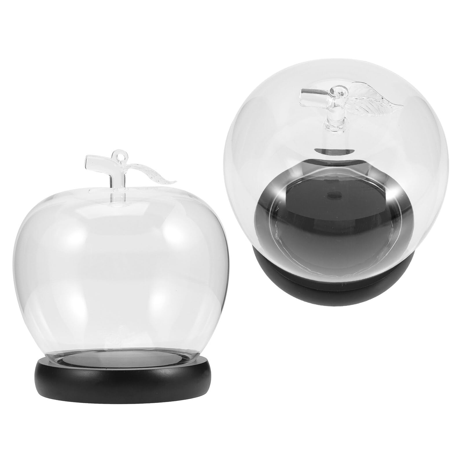 Cloche en verre grosse taille avec base lumineuse noire lot de 2 dômes déco