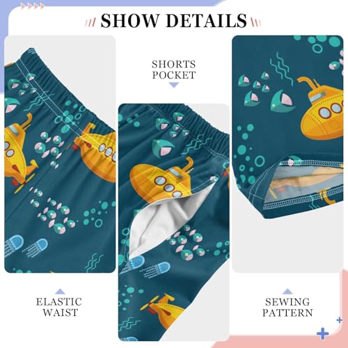 ZZXXB Sea Fish Submarine Boys Long Pants Soft Trousers Elastic Waist Kids Lounge Bottoms with Pockets S-XL4