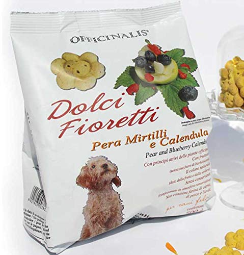Officinalis Dolci Fioretti Biscotti Naturali per Cani Pera, Mirtilli e Calendula Sacchetto 500 Gr