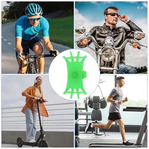 Image of PATIKIL 2Pcs Bike Phone Mount, 360 Rotation Silicone Motorcycle Phone Holder for 3 inch- 6.5 inch Phones Adjustable Phone Mount for Motorcycle Bicycle Electric Scooter, Green