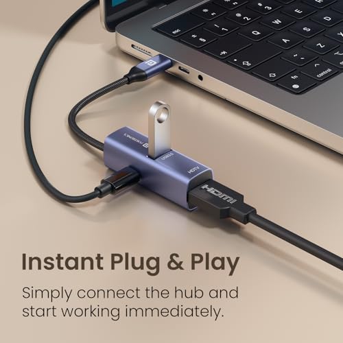 Image of Portronics MPort Swift, 3-in-1 Type-C Hub with HDMI, USB 3.0 & 100W PD Charging, 4K@30Hz HDMI Output, Type-C Connector for MacBook, Windows, Tablets & Smartphones, Aluminium Body, Plug & Play