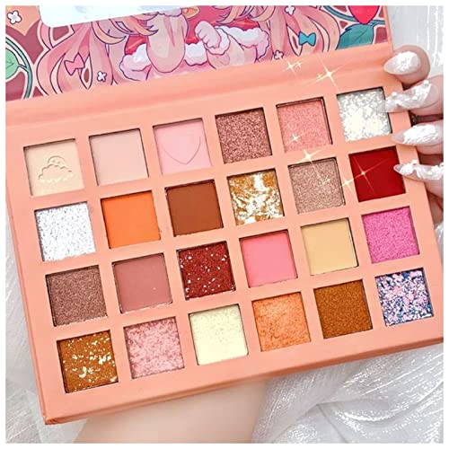 Chaber Beauty Glazed Eyeshadow Palette 24 Colors Strawberry Girl Eyeshadow Palette Glitter Pearlescent Waterproof Beginner Earth Color Cheap Eyeshadow Pale Qing Beauty Palette (Size : China) #TOP21