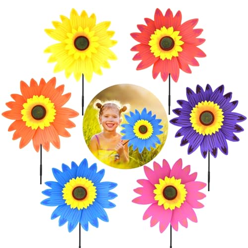 B bangcool Sunflower Lawn Pinwheels Wind Spinners Garden Party Pinwheel Wind Spinner for Patio Lawn & Garden (6 PCS)） - Thumbnail 2