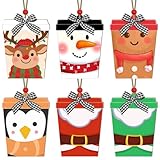 6 Stück Weihnachtsgeschenkkartenhalter aus Holz, Einkaufskartenhalter, Bargeldhalter, Weihnachtsbaumschmuck, Weihnachtsdekoration, Nussknacker aus Holz, Schneemann, Weihnachtsmann, Winterdekoration