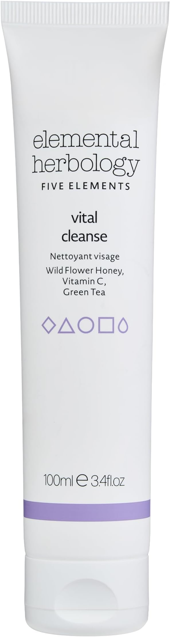 Facial Cleanser - Five Element Vital Cleanse with Vitamin C - Face Wash Cleanser, Makeup Remover for All Skin Types - Brightens Skin & Reduces Redness - Cruelty Free - 100ml