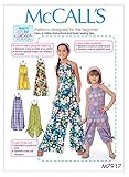 McCall's Learn Girl's Tie and Bell Leg Romper and Jumpsuit, Sizes 7-14 Sewing Pattern, various, White