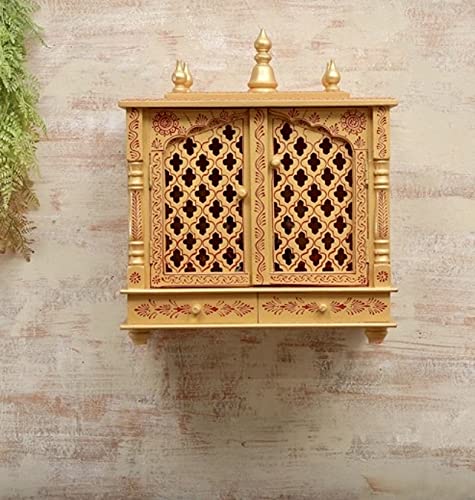 Pooja Mandir en bois Aakrati Devyom - Temple Bhagwan au design artisanal