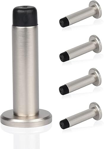 Miniatura 6 de HOMOTEK Paquete de 5 topes de puerta rígidos sólidos y resistentes para amortiguar el sonido con punta de goma suave, protector de pared de zinc