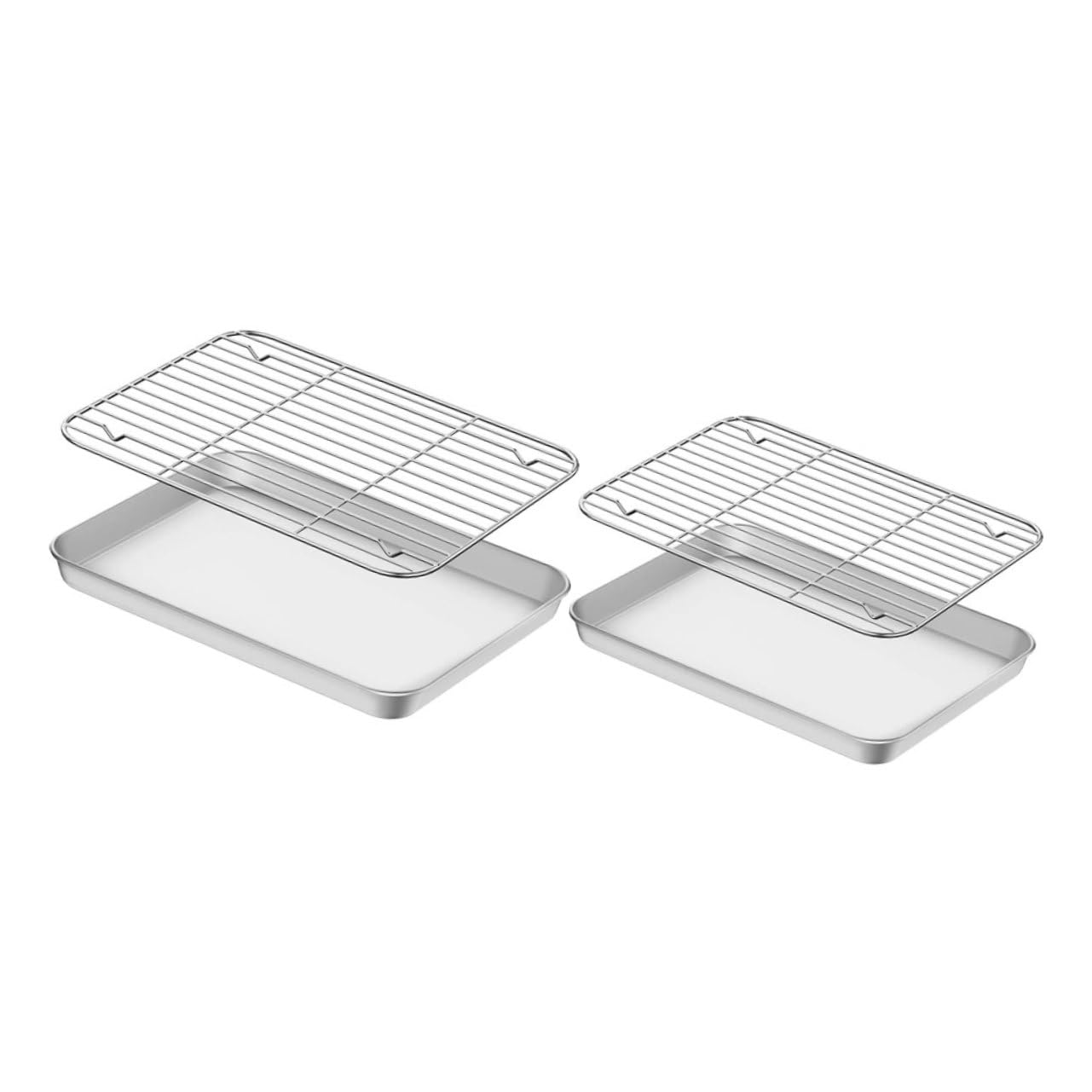 VICASKY Backblech mit Spiegelpolitur mit Kühlgitter 2 Stück aus Edelstahl Langlebiges Backzubehör zum Backen von Brot und Fleisch