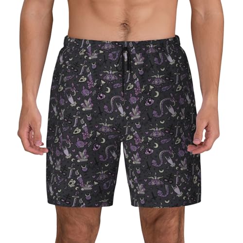 Short de bain gothique violet et noir pour homme vêtement de plage léger