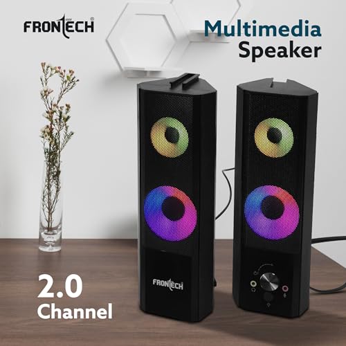 Image of FRONTECH 2.0 Channel Multimedia Speaker, 12W, USB Powered, AUX /USB, RGB Lighting, Detachable Soundbar (SPK-0012)